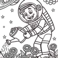 Luigi’s Galactic Gardening Adventure Coloring Page