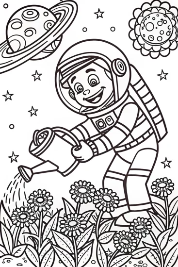 A coloring page of Luigi’s Galactic Gardening Adventure Coloring Page