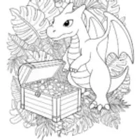 Charizard’s Treasure Trove Coloring Page