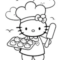 Hello Kitty’s Dreamy Cloud Bakery Coloring Page