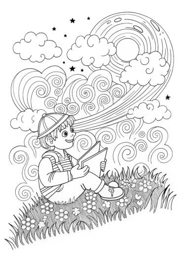 A coloring page of Luigi’s Moonlit Sketching Adventure Coloring Page