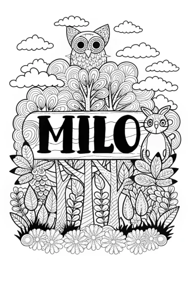 A coloring page of Milo’s Magical Name Adventure Coloring Page