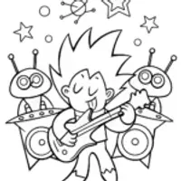 Goku’s Galactic Music Jam Coloring Page