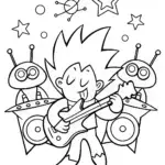 Goku’s Galactic Music Jam Coloring Page