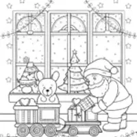 Santa’s Midnight Workshop Coloring Page