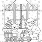 Santa’s Midnight Workshop Coloring Page