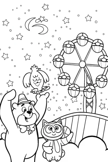 A coloring page of Care Bears Science Fair Coloring Page