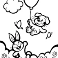 Springtime Balloon Adventure with Cat and Dog