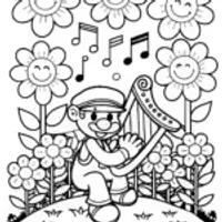 Mario’s Enchanted Music Garden Coloring Page