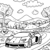 Lamborghini Safari Adventure Coloring Page
