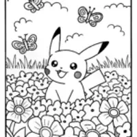 Pikachu’s Flower Power Adventure Coloring Page