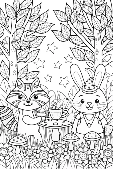 A coloring page of The Enchanted Tea Party Coloring Page