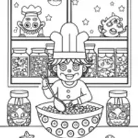 Goku’s Cosmic Culinary Adventure Coloring Page
