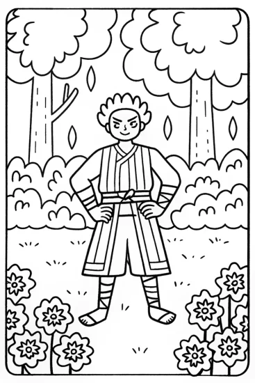 A coloring page of Demon Slayer Elemental Coloring Page