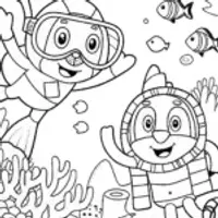 Bluey and Bingo’s Ocean Exploration Coloring Page