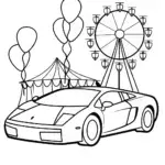 Lamborghini in a Carnival of Dreams Coloring Page