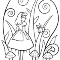 Alice’s Enchanted Forest Adventure Coloring Page