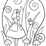Alice’s Enchanted Forest Adventure Coloring Page
