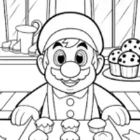Mario’s Magical Bakery Adventure Coloring Page