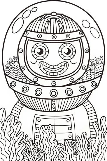 A coloring page of Captain Barnacles Bubble Adventure Coloring Page