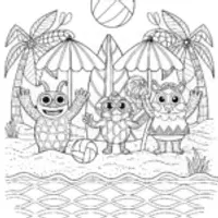 Monster Beach Party Coloring Page