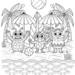 Monster Beach Party Coloring Page