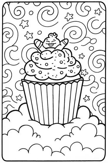 A coloring page of Bowser on a Cozy Cloud Coloring Page