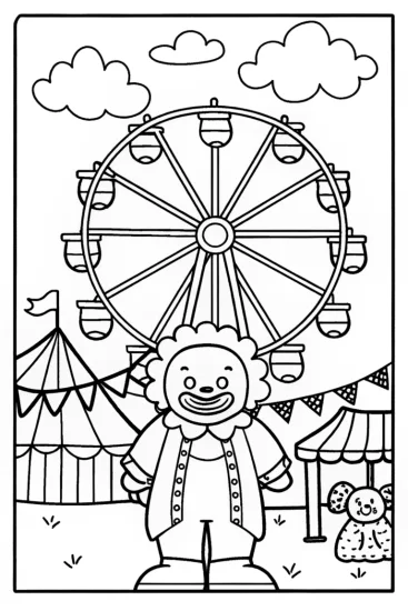 A coloring page of Huggy Wuggy’s Carnival Adventure Coloring Page