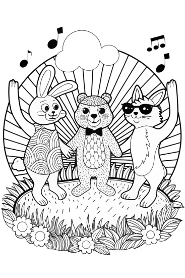 A coloring page of Sunset Dance Party Coloring Page