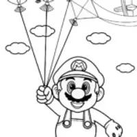 Mario’s Balloon Festival Coloring Page