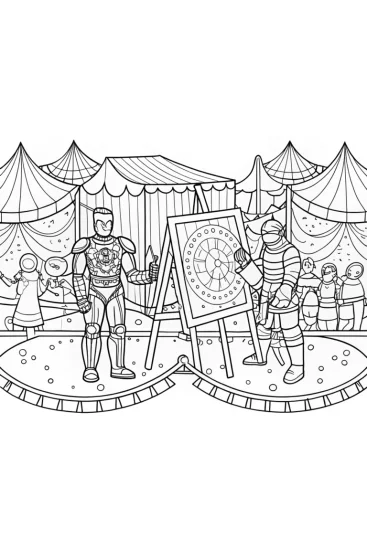 A coloring page of Avengers Craft Fair Coloring Page