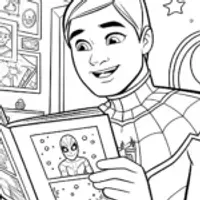 Miles Morales in the Sci-Fi Comic Lab Coloring Page