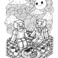 Minecraft Picnic Under the Stars Coloring Page