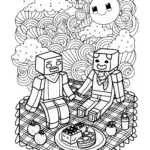 Minecraft Picnic Under the Stars Coloring Page