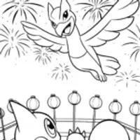 Lugia Festival Celebration Coloring Page