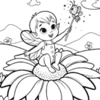 The Baby Fairy in the Flower Kingdom Coloring Page