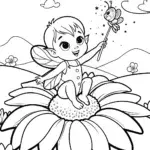 The Baby Fairy in the Flower Kingdom Coloring Page