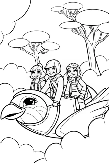 A coloring page of Rainbow High Adventures in the Sky Coloring Page