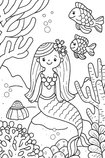 A coloring page of Mermaid Dream Weaver Coloring Page