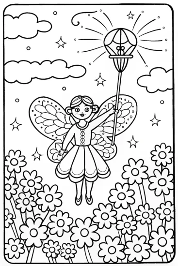 A coloring page of The Fairy’s Festival of Light Coloring Page