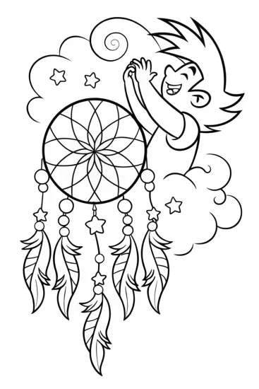 A coloring page of Goku’s Cosmic Dreamcatcher Adventure Coloring Page