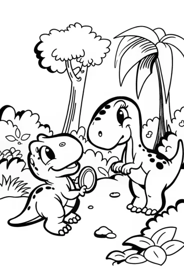 A coloring page of Dino Detective Adventure Coloring Page