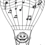 Huggy Wuggy’s Musical Balloon Adventure Coloring Page