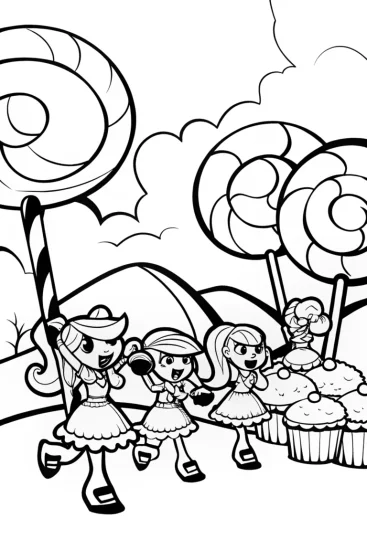 A coloring page of Bratz Fashion Adventure in Candy Land Coloring Page