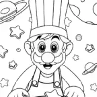 Luigi’s Cosmic Bakery Adventure Coloring Page