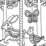 The Enchanted Spring Carousel Coloring Page