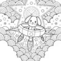 Cinnamoroll’s Dreamy Starship Adventure Coloring Page
