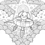 Cinnamoroll’s Dreamy Starship Adventure Coloring Page