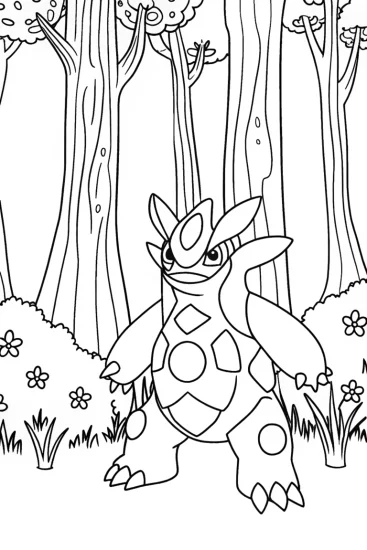 A coloring page of Zygarde’s Guardian Grove Coloring Page