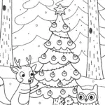 Forest Animals Christmas Coloring Page